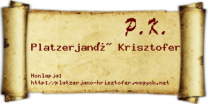 Platzerjanó Krisztofer névjegykártya